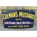 A Colman's Mustard "with our prime beef, mutton etc" rectangular enamel sign, 22 x 14".