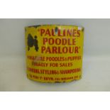 A "Paulines Poodle Parlour" part pictorial curved enamel sign advertising their services, 9 x 8".