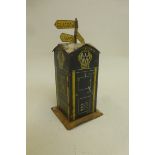 DINKY TOYS - AA roadside tinplate box with directional post signs to Glasgow, London and Liverpool.