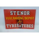 A Stenor Vulcanizing Depot Tyres & Tubes rectangular tin advertising sign, 18 x 12".