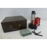 A Victory Industries Limited conveyancer stacker truck in a wooden fitted box plus two forks, two