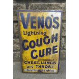 A Veno's Lightning Cough Cure rectangular enamel sign, 15 x 24".