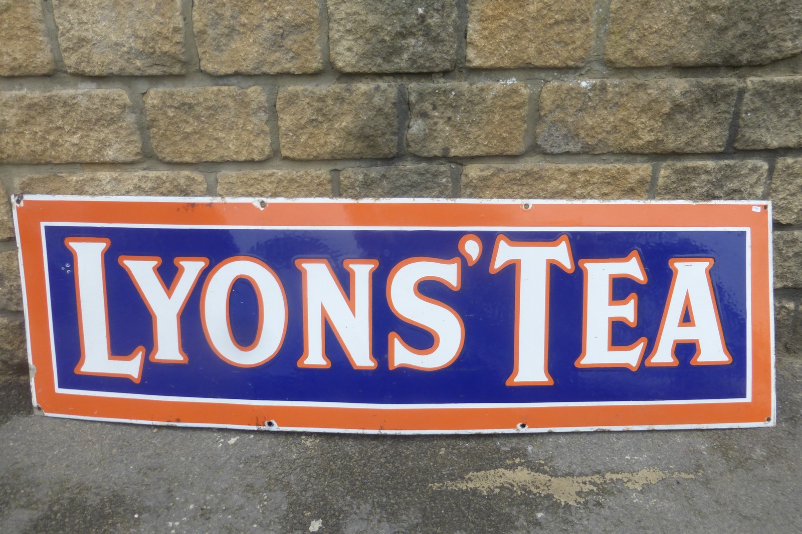 A Lyons' Tea rectangular enamel sign with good gloss, 59 x 17 3/4".