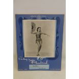 A Bluebird stockings showcard, depicting "Ann Miller", star of "Kiss Me Kate", 12 1/4 x 15 1/2".