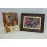 A Long John Scotch Whisky celluloid showcard and a reproduction Scotch Whisky advertisment in a