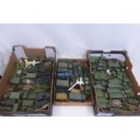 Three trays of military die-cast models, including Dinky, Corgi and Matchbox, mostly if not all