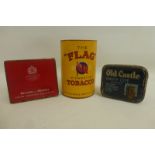 An Old Castle Navy Cut tin, a Benson & Hedges tin and a "Flag" Cigarette label.