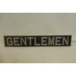 An aluminium number plate style sign 'Gentlemen', 29 x 5".