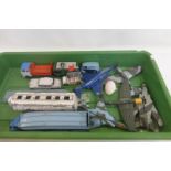 DINKY TOYS - a tray of playworn models including aeroplanes and a Morris 10cwt van etc.