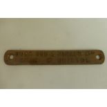 A rectangular cast iron plaque for Duck Son & Pinker Ltd, Bath and Bristol, 10 1/4 x 1 1/2".