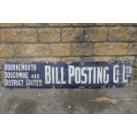 A Bill Posting Co. Ltd rectangular enamel sign for Bournmouth, Boscombe nad District United, 60 x