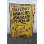 A Railway Passengers Assurance Company rectangular enamel sign, 20 x 30".