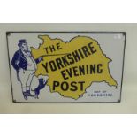 A Yorkshire Evening Post pictorial enamel sign depicting a map of Yorkshire, the sign in excellent
