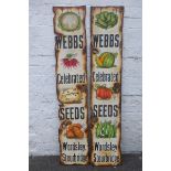 A pair of decorative oils on board advertising Webbs Celebrated Seeds, each 11 x 55".