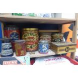 A collection of assorted confectionary tins including Nutall's Mintoes, Cadbury's Cup Chocolate