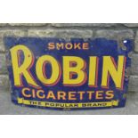 A Robin Cigarettes rectangular enamel sign, 30 x 18".