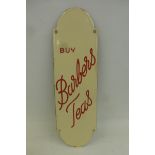 A Barbers Teas enamel finger plate with excellent gloss, minor retouching to edges, 3 x 10".