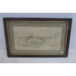 A framed and glazed pen and ink study of the Canadian Pacific Railway Salmon River Bridge, 1893,