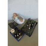 A "Dependable" balance scale by Weylux for weighing babies, a Glaxo Baby Book, three bottles of "