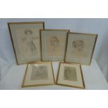 AFTER AUGUSTUS JOHN - five framed and glazed prints, various portraiture studies.