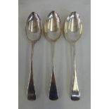 Three silver serving spoons, Sheffield 1907, by John Round & Son.