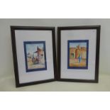 Two original signed watercolours depicting Libyan street scenes dated 2005.