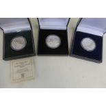 Three silver proof commemorative £2 coins, Guernsey 50th Anniversary of the Normandy Landings;