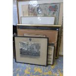 An assortment of framed and glazed prints etc.