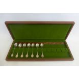 A partial set of seven cased silver teaspoons produced by The Royal Horticultural Society, Sheffield