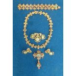 A high quality gold, probably 15ct, group of jewellery comprising a necklace, a bracelet, a