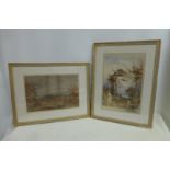 Two 19th Century gilt framed watercolours, landscape scenes.