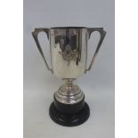 A silver twin handled R.A.F. boxing trophy by repute associated with Lyneham, Wiltshire, inscribed