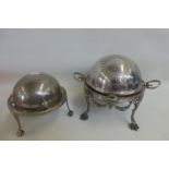 Two table food warmers including one Victorian silver plated, maker Mappin and Webb.