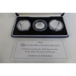 A 1994 three coin silver proof collection commemorating the 50th anniversary of the Allied