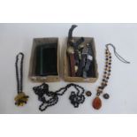 A selection of early 20th Century and later necklaces, various wristwatches etc.