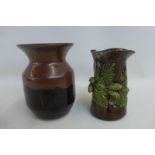 A Mill Pottery Wootton Courtenay pottery vase, in the manner of David Leach, and a Rye pottery jug