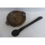 An unusual Tribal hardwood spatula of good colour, together with a dug out bowl.