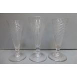 Three 19th Century ale glasses.