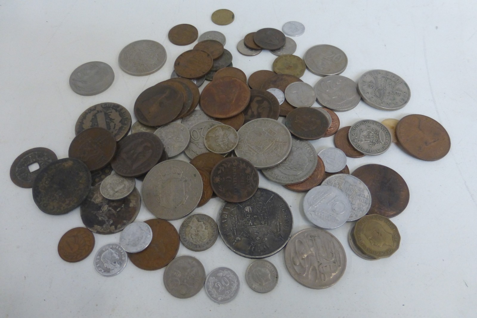A quantity of world coinage.