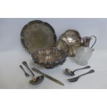 A good quality E.P.N.S basket, three pieces of tableware marked Christophe and a knife marked