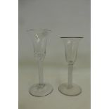 Two 18th Century/early 19th Century air twist wine glasses.