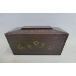 A decorative faux painted and inlaid tea caddy.