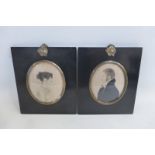 A pair of portrait miniatures attributed to A.R. BURT, circa 1815, profiles of a husband and wife,