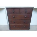 A Victorian mahogany chest of two short over three long drawers.