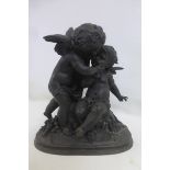 A 19th Century spelter centrepiece depicting two putti.