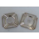 Two similar square silver ashtrays, the first by Mappin & Webb, Sheffield 1963.