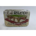 A E.J. Riley Ltd. of Accrington Billiards rectangular tin with match striker to the base.