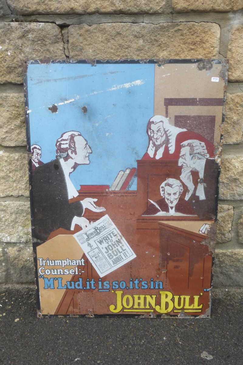 A John Bull "judges" pictorial rectangular enamel sign "Triumphant Counsel", 20 x 28".