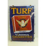A Turf Virginia Cigarettes pictorial packet rectangular enamel sign in good condition, 24 x 36".