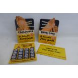An Amovon Foot Paste showcard with 12 packets attached, a small Amovon Foot Bath Salts showcard